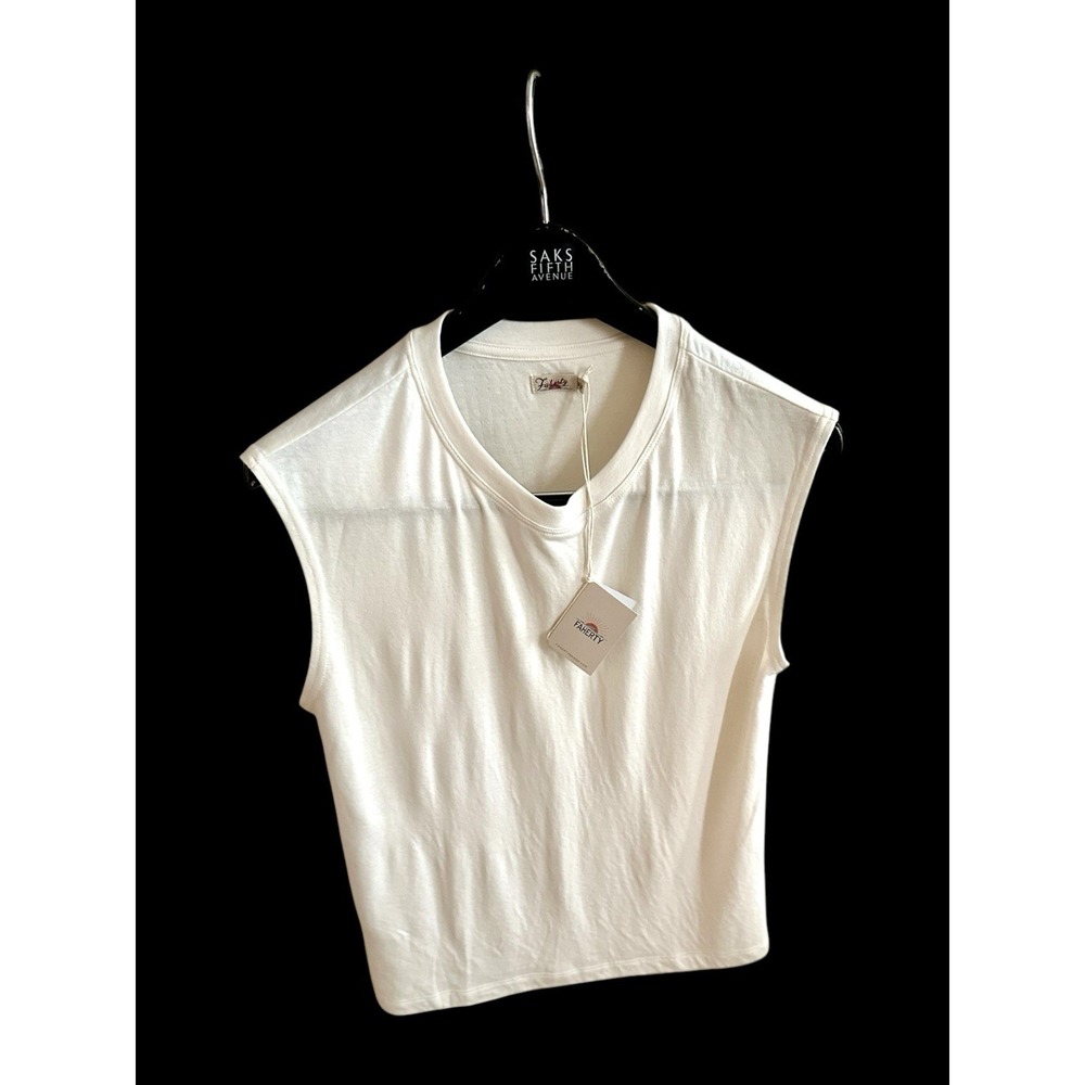 Faherty Cutoff Shirt Cloud Muscle Tshirt Sz Medium Cream - Picture 3 of 10